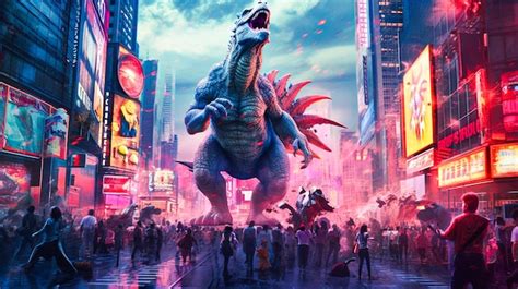 Premium Photo Retro Style Giant Monster Movie Poster Design With