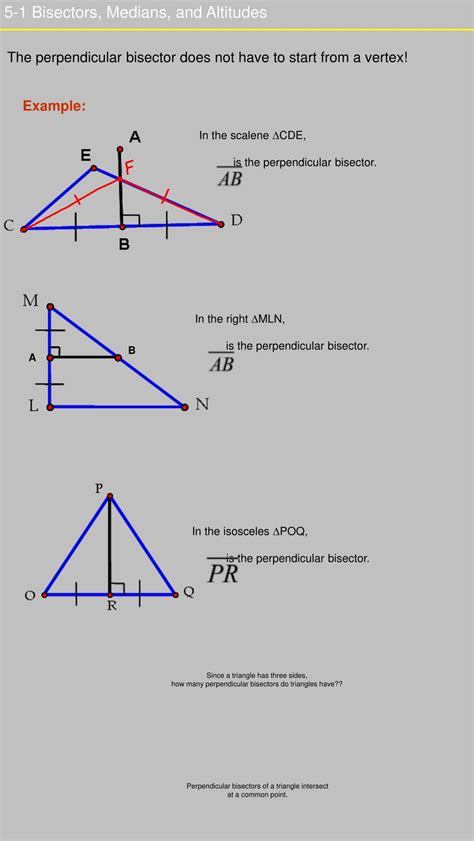 PPT 5 1 Bisectors Medians And Altitudes PowerPoint Worksheets