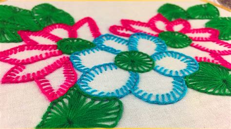 Basic Hand Embroidery Flowers Patterns With Blanket Stitch YouTube