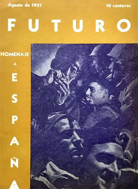 An Old Spanish Book With The Title Futuro Written In Black And Yellow