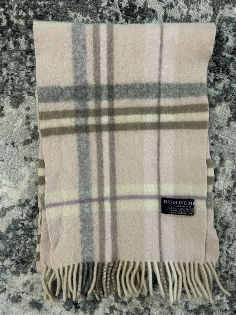 Burberry Pink Cashmere Plaid Nova Check Fringe Scarf Gem