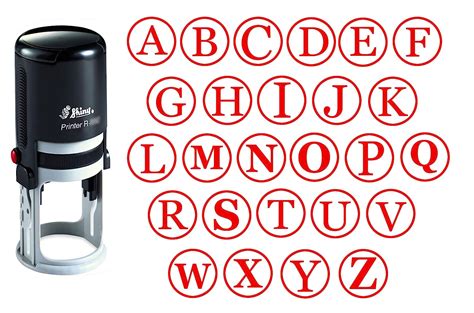 Custom A Z Alphabet Stamp In Red Ink Monogram Round Rubber Stamp Self