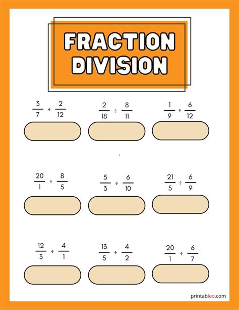 25 Fraction Division Worksheet Printableocom