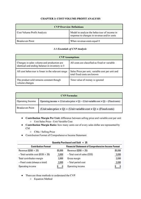 Chapter 3 Cost Volume Profit Analysis Chapter 3 Cost Volume Profit Analysis Cvp Overview