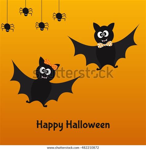 Fun Bats Spiders Happy Halloween Card Stock Vector Royalty Free