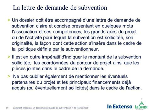 Subvention Exemple De Lettre De Demande De Financement Dun Projet