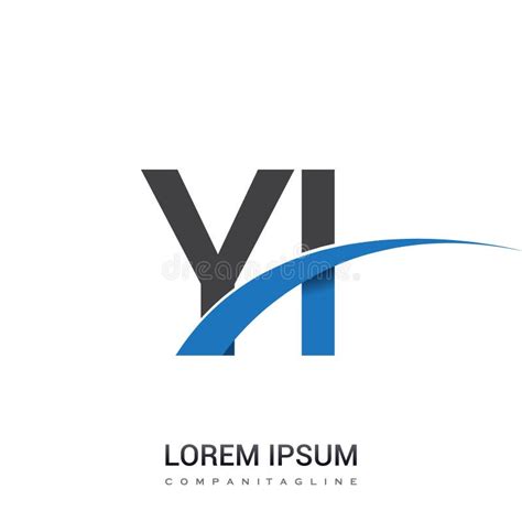 Initial Letter YI Logotype Company Name Colored Blue And Grey Swoosh