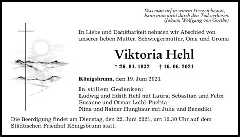 Traueranzeigen von Viktoria Hehl Allgäuer Zeitung