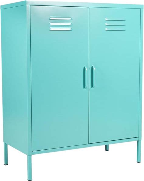 MaximaVida Metalen Lockerkast Finn 80 X 40 X 102 Cm Aqua 2 Schappen