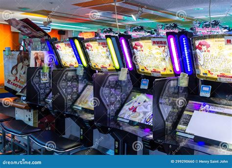 Tokyo Japan 26 October 2023 Vibrant Pachinko Machines Lined Up In A