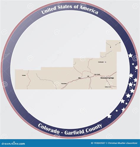 Map of Garfield County in Colorado Stock Vector - Illustration of