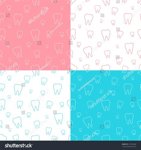 Set Of Dental Seamless Patterns With Simple Royalty Free Stock Vector