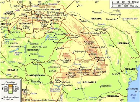 Carpathian Mountains Physical Map