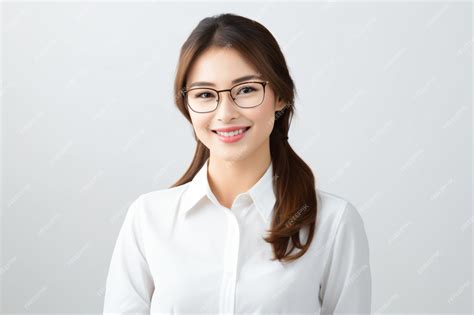 Premium Ai Image A Woman Wearing Glasses And A White Shirt