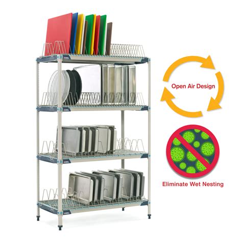 Metromax I Pr48x4 Stationary Drying Rack With Two Tray Racks And Two Pan Racks 24 X 48 X 74