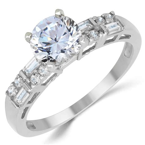 14k Solid White Gold Cz Cubic Zirconia Solitaire Engagement Ring 1 0 Ct Ebay