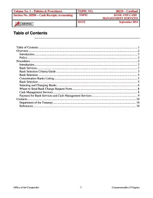 Fillable Online Doa Virginia Table Of Contents Department Of Accounts