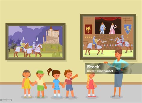 ilustrasi vektor wisata museum seni ilustrasi stok  gambar