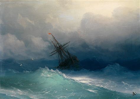 Ship On Stormy Seas Ivan Konstantinovich Aivazovsky