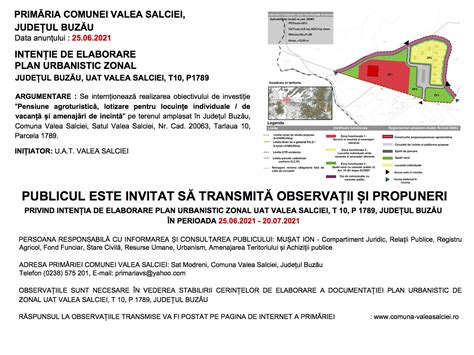 Inten Ie De Elaborare Plan Urbanistic Zonal Comuna Valea Salciei