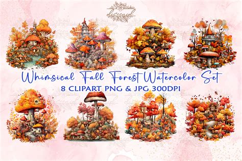 Whimsical Fall Forest Watercolor Clipart Graphic By Diceenid Creative