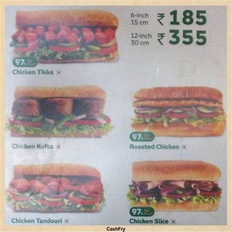 Subway Menu with Prices in India | Veg, Salad, Food Menu