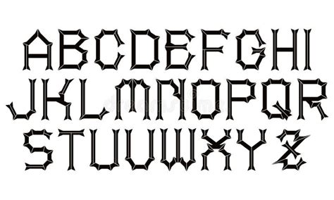 Modern Gothic Style Alphabetblack Letters On White Background Stock