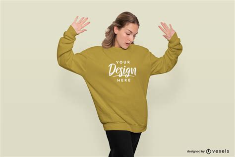 Plantilla Psd Editable De Mujer Rubia Posando En Maqueta De Sudadera