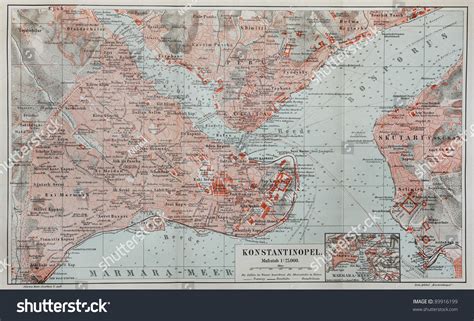 Vintage Map Constantinople Today Istanbul End Stock Photo 89916199 ...