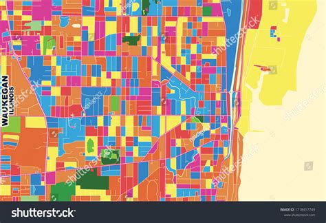 Colorful Vector Map Waukegan Illinois Usa Stock Vector (Royalty Free) 1718417749 | Shutterstock