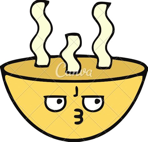 Cute Cartoon Bowl Of Hot Soup 素材 Canva可画