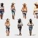 Cowgirls Facing Away Watercolour Clip Art Designs Transparent Png