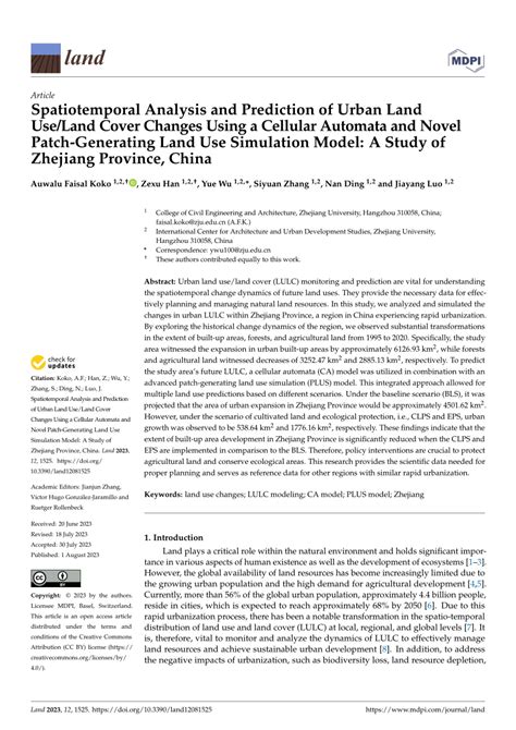 Pdf Spatiotemporal Analysis And Prediction Of Urban Land Use Land