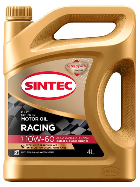 Sintec Racing 10W-60 (ACEA A3/B4; API SN/CF; BMW M-Models; VW 501 01/ ...