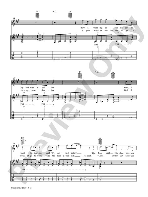 Summertime Blues: Guitar: Eddie Cochran - Digital Sheet Music Download