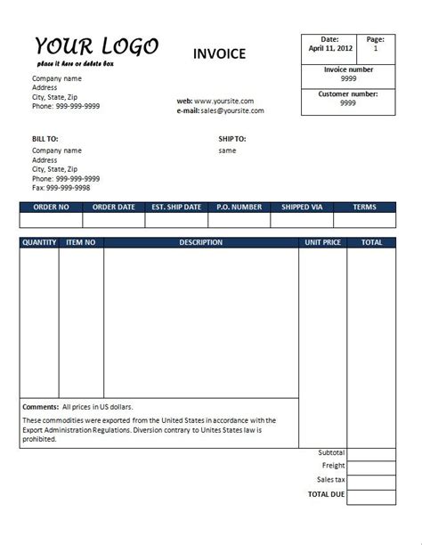 Sales Invoice Template Artofit