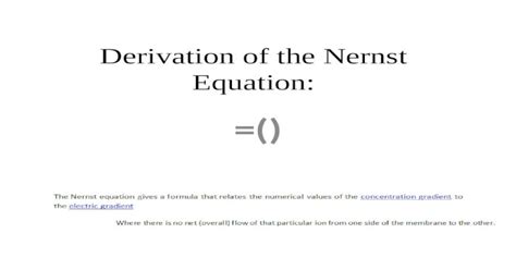 Pptx Derivation Of The Nernst Equation Pdfslidenet