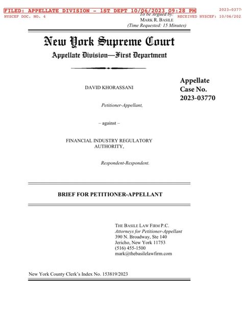 Petition Case Was Filed Against Finra In The New York Supreme Court