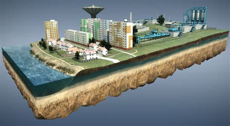 Seawater Desalination 3d Scene Mozaik Digital Education And Learning