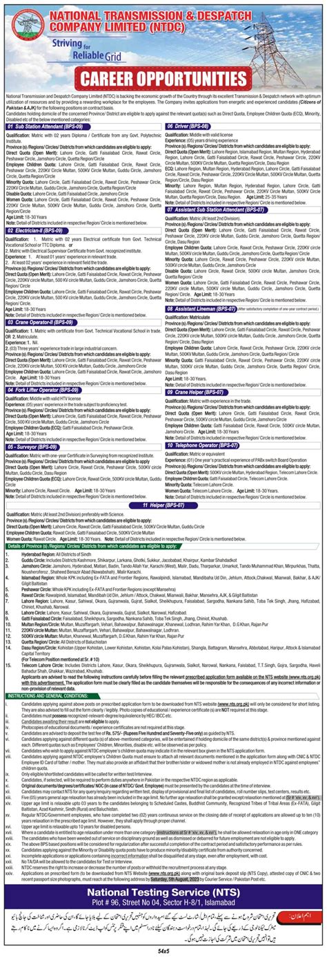 Latest Jobs National Transmission And Despatch Company Limited