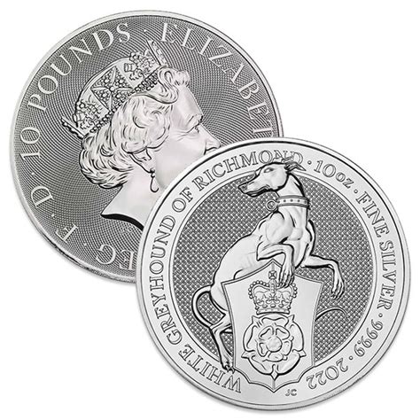 10 Oz White Greyhound Silver Coin British Royal Mint Queen S Beast