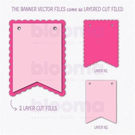 Bunting Banner Svg Bundle 2 Layers Scallop Banner Svg Etsy Australia