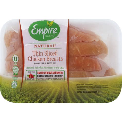 Empire Kosher Chicken Breast Boneless Skinless Thin Sliced Each