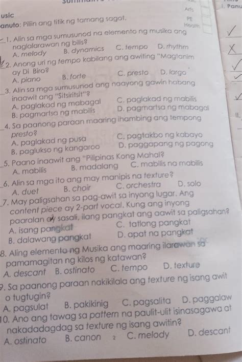 Pa Answer Piliin Ang Titik Ng Tamang Sagot Brainly Ph