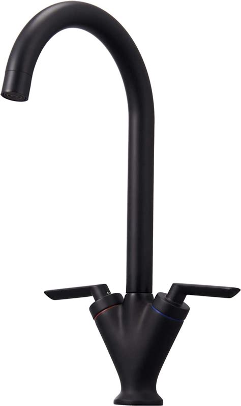 Black Kitchen Taps Hapilife Twin Lever Kitchen Mixer Tap Swivel Spout