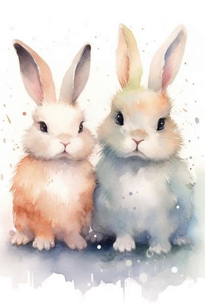 Premium Ai Image There Are Two Rabbits Sitting Next To Each Other On