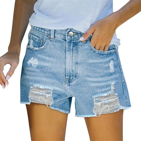 Szxzygs Womens Jeans Plus Size Women S Denim Shorts Summer Mid Waist