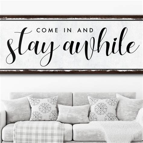 Stay Awhile Wood Sign Entryway Sign Farmhouse Wall Decor Etsy