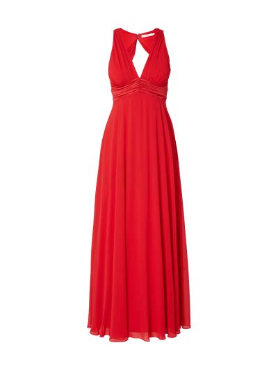 Jake S Cocktail Abendkleid Aus Chiffon Mit Gelegten Falten Rot Online