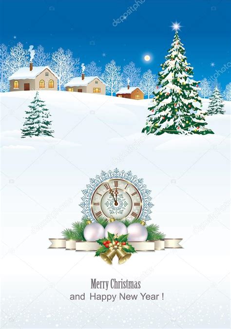 Christmas card with scenery — Stock Vector © seriga #92888582